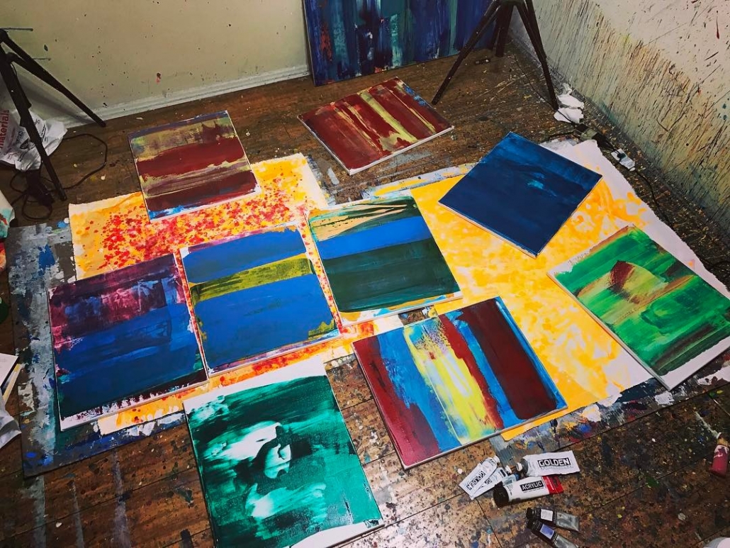 Painter abstract artist Nestor Toro give you a peek of new work in progress being created in his Los Angeles West Hollywood studio space.
