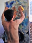 Abstract artist Nestor Toro working in his studio in Los Angeles