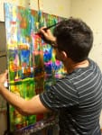 Abstract artist - Nestor Toro in his Los Angeles studio