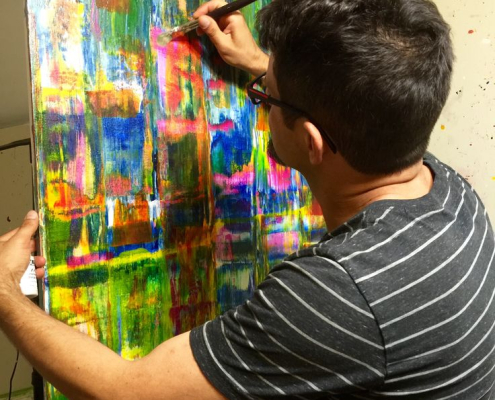 Abstract artist - Nestor Toro in his Los Angeles studio
