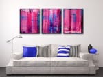 SOLD - A place to hide III - Abstract Tryptic (2016) Edit Acrylic painting by Nestor Toro