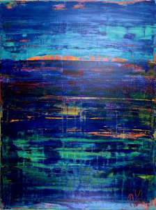 SOLD - Ocean Particles-Oceanic Colorfield - Acrylic painting by Nestor Toro - Sold to collector in Los Angeles