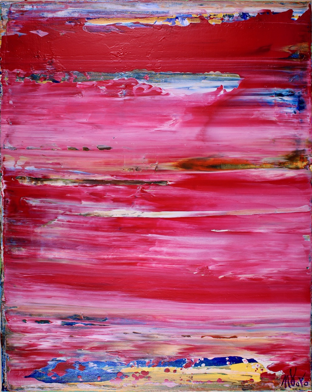 Detail View - Red Frequency by abstract painter - Nestor Toro in Los Angeles