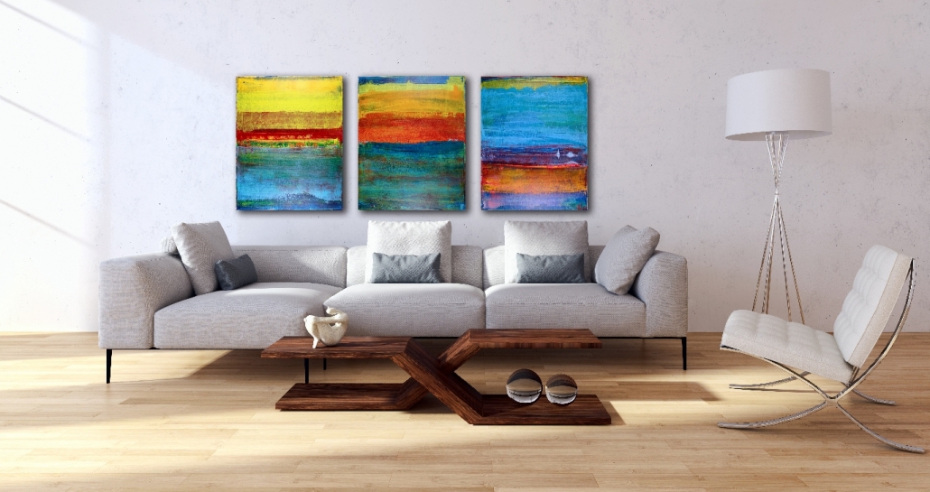 SOLD - Morning Stars - Three Phases, One Day - Multi-canvas work by Nestor Toro