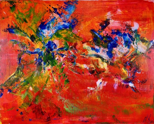 SOLD - Unafraid of Red (2017) Acrylic painting by Nestor Toro
