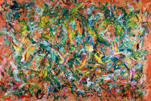 Sold Abstract - Orange Blossoms (2018) Acrylic painting by Nestor Toro