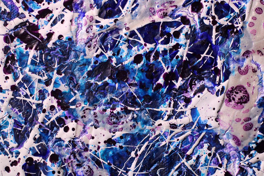 SOLD - Purple Display of Affection (With Blue and Silver) (2018) Acrylic painting by Nestor Toro