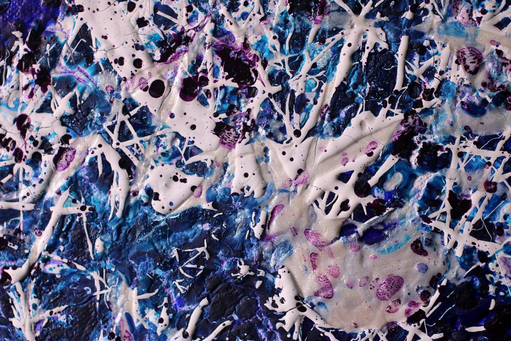SOLD - Purple Display of Affection (With Blue and Silver) (2018) Acrylic painting by Nestor Toro