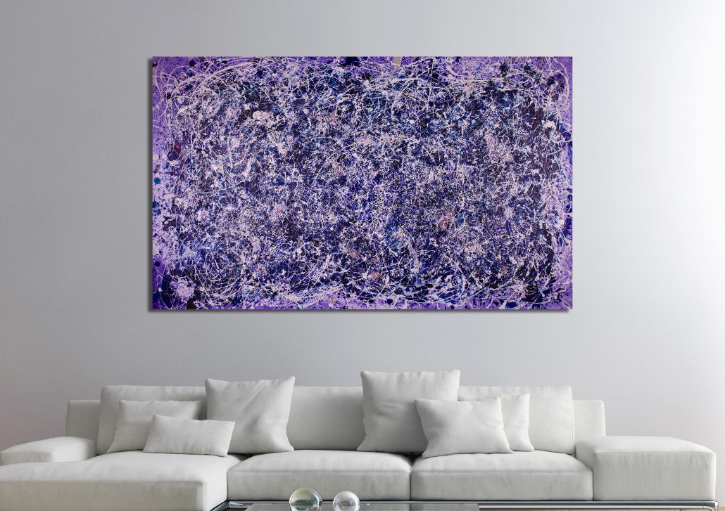 SOLD - Purple Display of Affection (With Blue and Silver) (2018) Acrylic painting by Nestor Toro