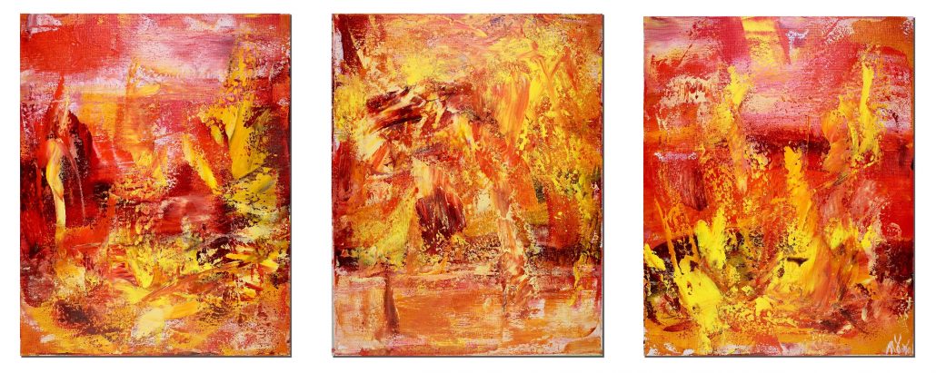 SOLD - Burning Wood (2017) Acrylic painting by Nestor Toro - Sold