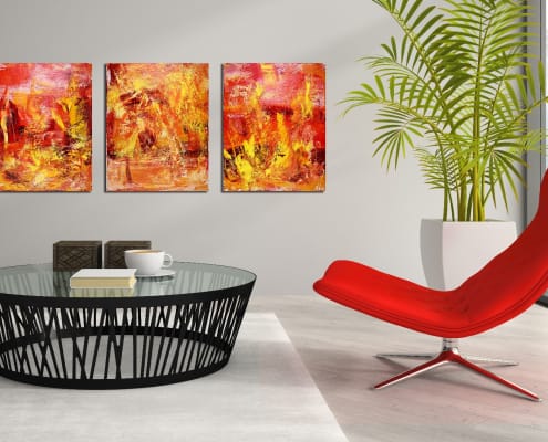 SOLD - Burning Wood (2017) Acrylic painting by Nestor Toro - Sold