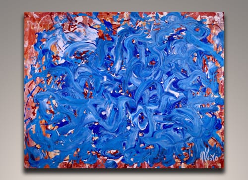Blue Satin Waves (2018) Acrylic painting by Nestor Toro