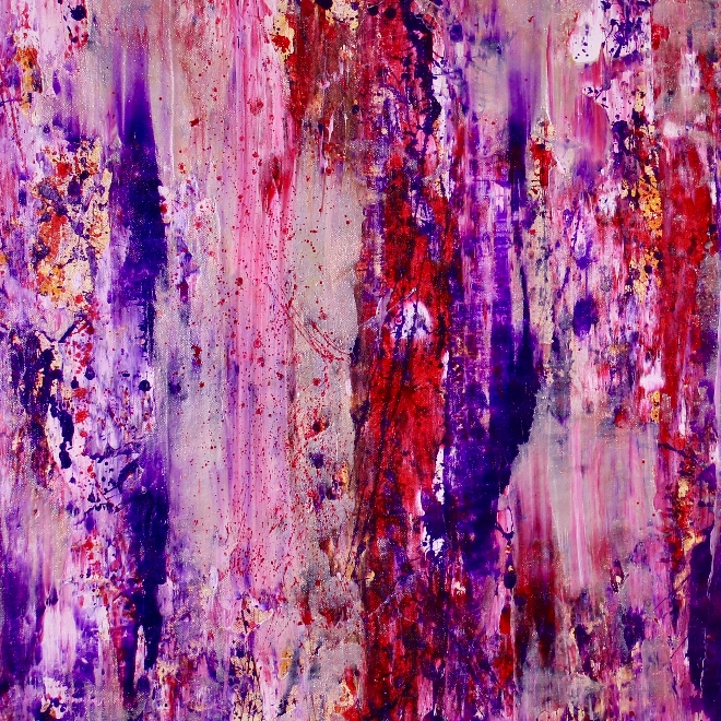 SOLD - Purple storm with silver light (2018) abstract art Acrylic painting by Nestor Toro
