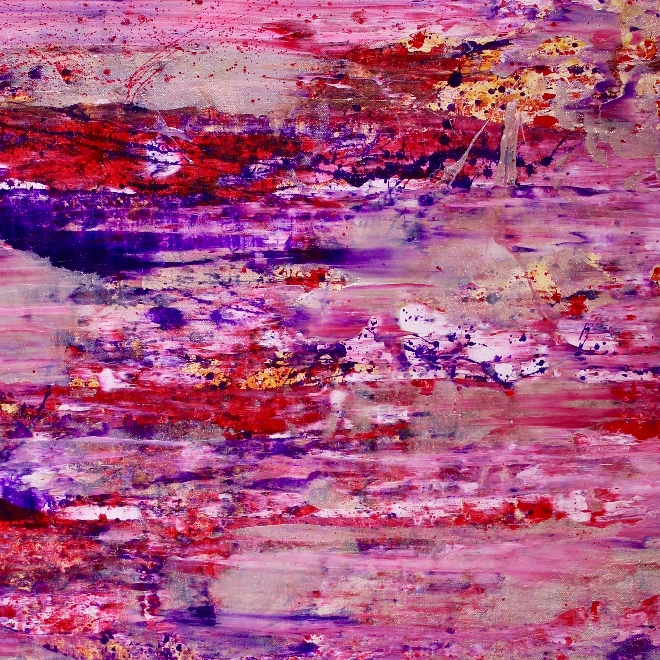 SOLD - Purple storm with silver light (2018) abstract art Acrylic painting by Nestor Toro