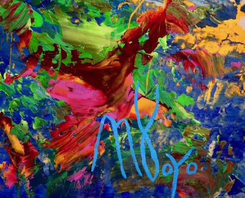super-close-signature SOLD / A garden high above (2018) ABSTRACT ART Acrylic painting by Nestor Toro