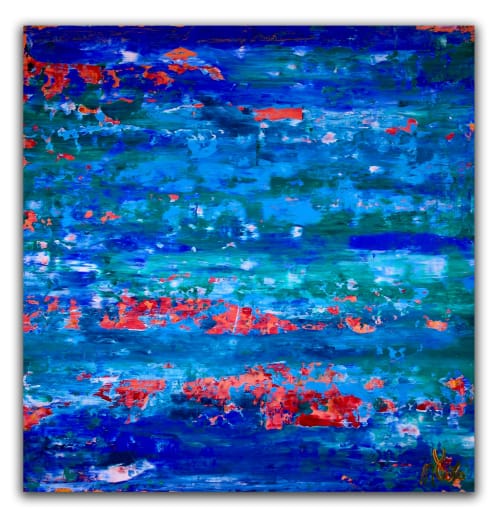 With orange lights (2018) Abstract Acrylic painting by Nestor Toro