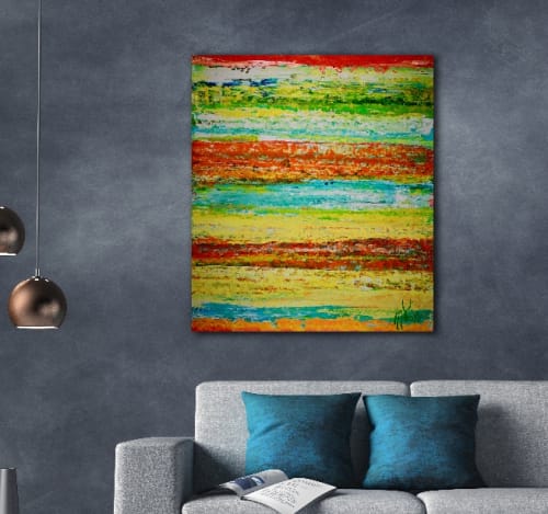 Over yellow 2 (2018) expressionist Acrylic painting by Nestor Toro