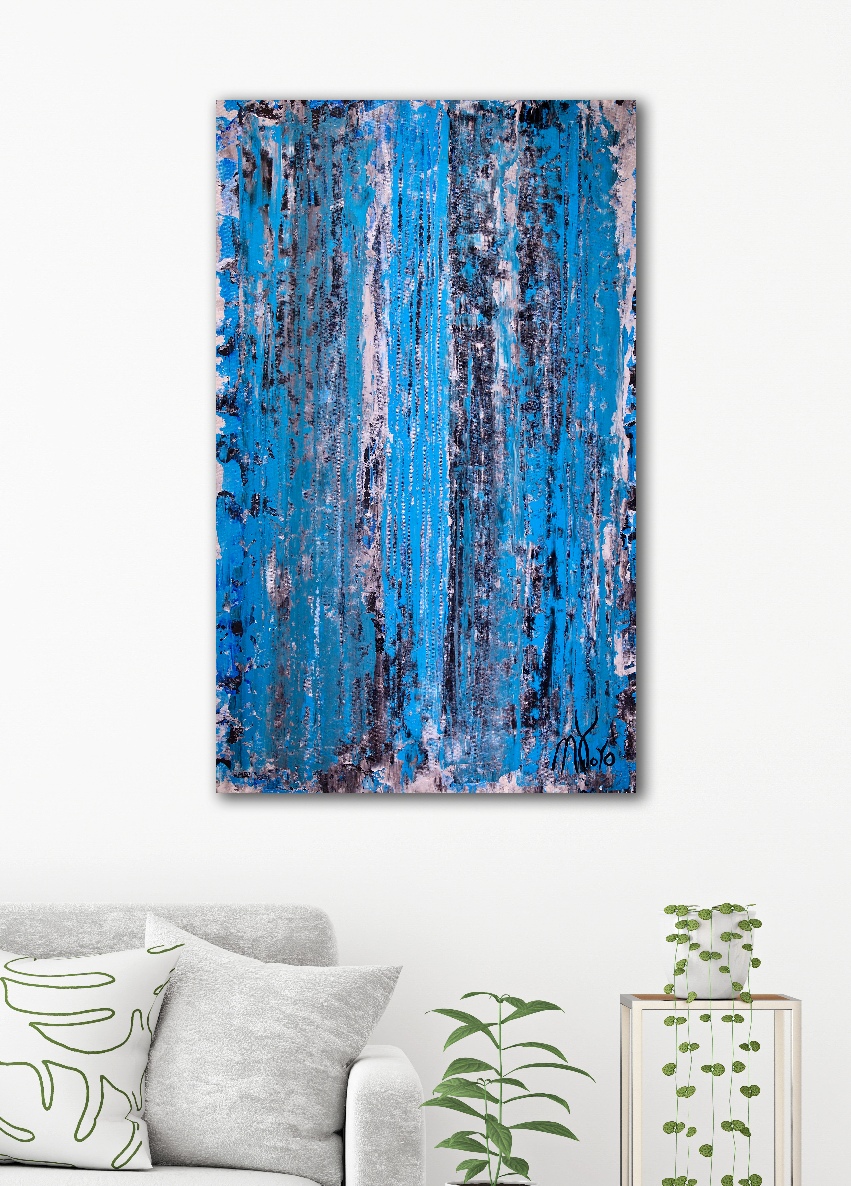Shower the world with blue (2018) Expressionistic Acrylic painting by Nestor Toro