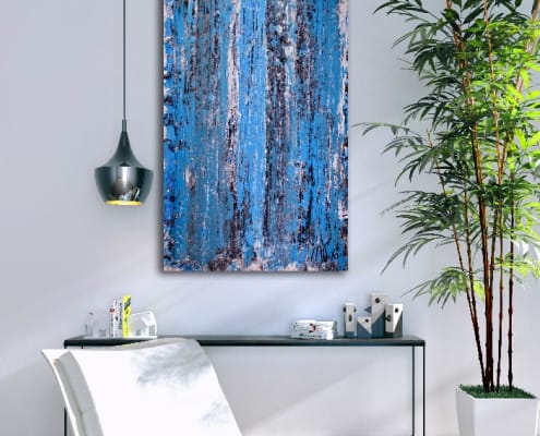 SOLD - Shower the world with blue (2018) Expressionistic Acrylic painting by Nestor Toro