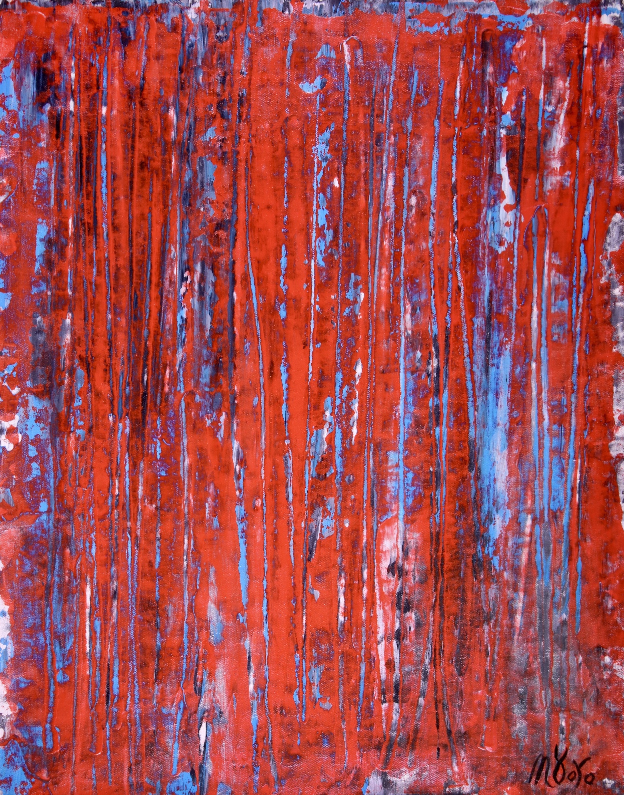 Red spectra (USA) (2018) Expressionistic Abstract Acrylic painting by Nestor Toro