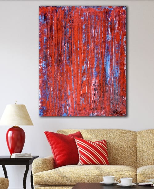 Red spectra (USA) (2018) Expressionistic Abstract Acrylic painting by Nestor Toro