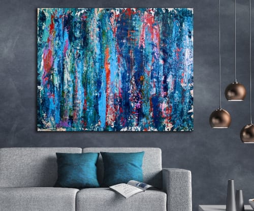 Turbulent night storm (2018) expressionistic Acrylic painting by Nestor Toro