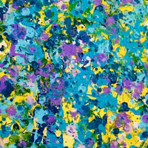 SOLD - Shimmering lights (In teal and purple) (2018) DETAIL / painting by Nestor Toro