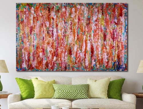 Room View / Echoes in paradise- BOLD! statement piece (2018) Expressionist Acrylic painting by Nestor Toro