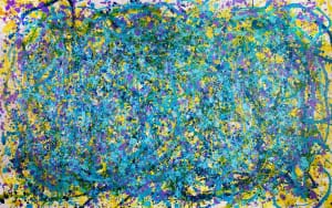 SOLD / Shimmering Garden (Teal and Purple) (2018) / 70 X 40 inches / Nestor Toro