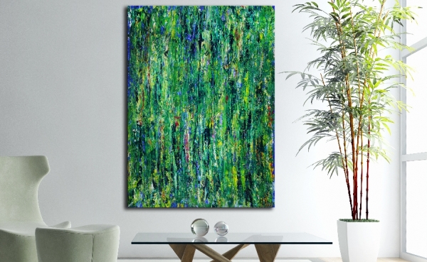 Green frenzy (2018) Expressionistic Abstract Acrylic painting by Nestor Toro
