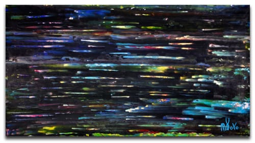 Long exposure in Santa Monica Blvd. (2018) Abstract Acrylic painting by Nestor Toro