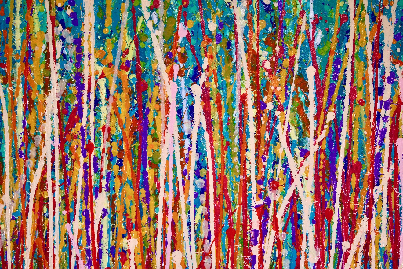 Detail - SOLD Abstract - Energy Garden (2018) Abstract Expressionistic Acrylic painting by Nestor Toro