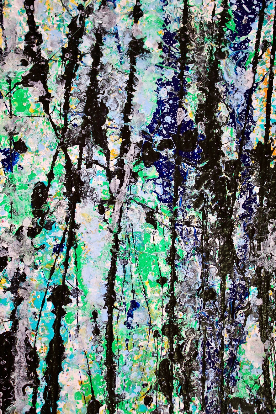 White noise frenzy (2018) Diptych Acrylic painting by Nestor Toro