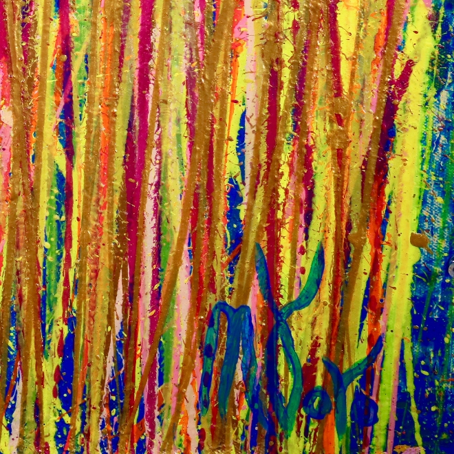 SOLD - Shimmering drizzles 1 (2018) Abstract Acrylic painting by Nestor Toro