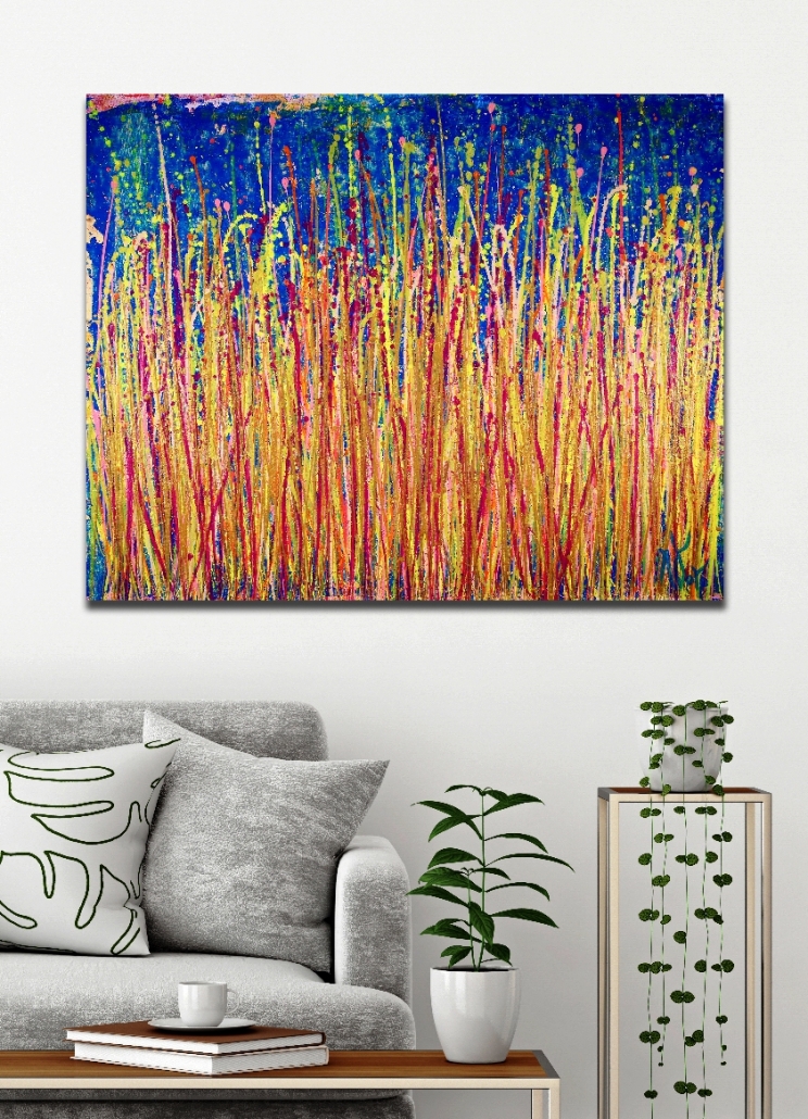 SOLD - Shimmering drizzles 1 (2018) Abstract Acrylic painting by Nestor Toro