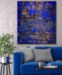 Golden shadows over royal blue (2018) Abstract Acrylic painting by Nestor Toro