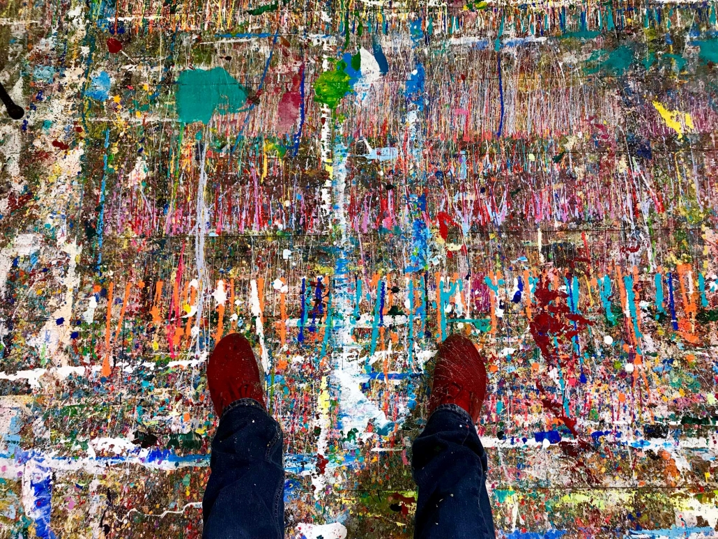 Shot of Nestor Toro's studio floor and his shoes in West Hollywood California 2019
