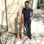 Artist Nestor Toro sending out his sold abstract art to collectors on a sunny spring day in L.A.
