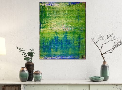 Green valley spectra 1 (2019) Abstract Acrylic painting by Nestor Toro
