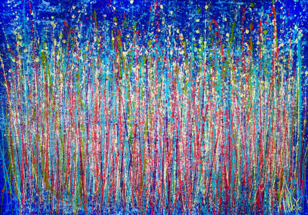 SOLD - A closer look (Shimmering paradise) by Nestor Toro (2019) Abstract Acrylic painting by Nestor Toro