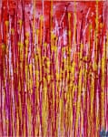 Small Vibrations (Red Garden) original abstract painting by Nestor Toro