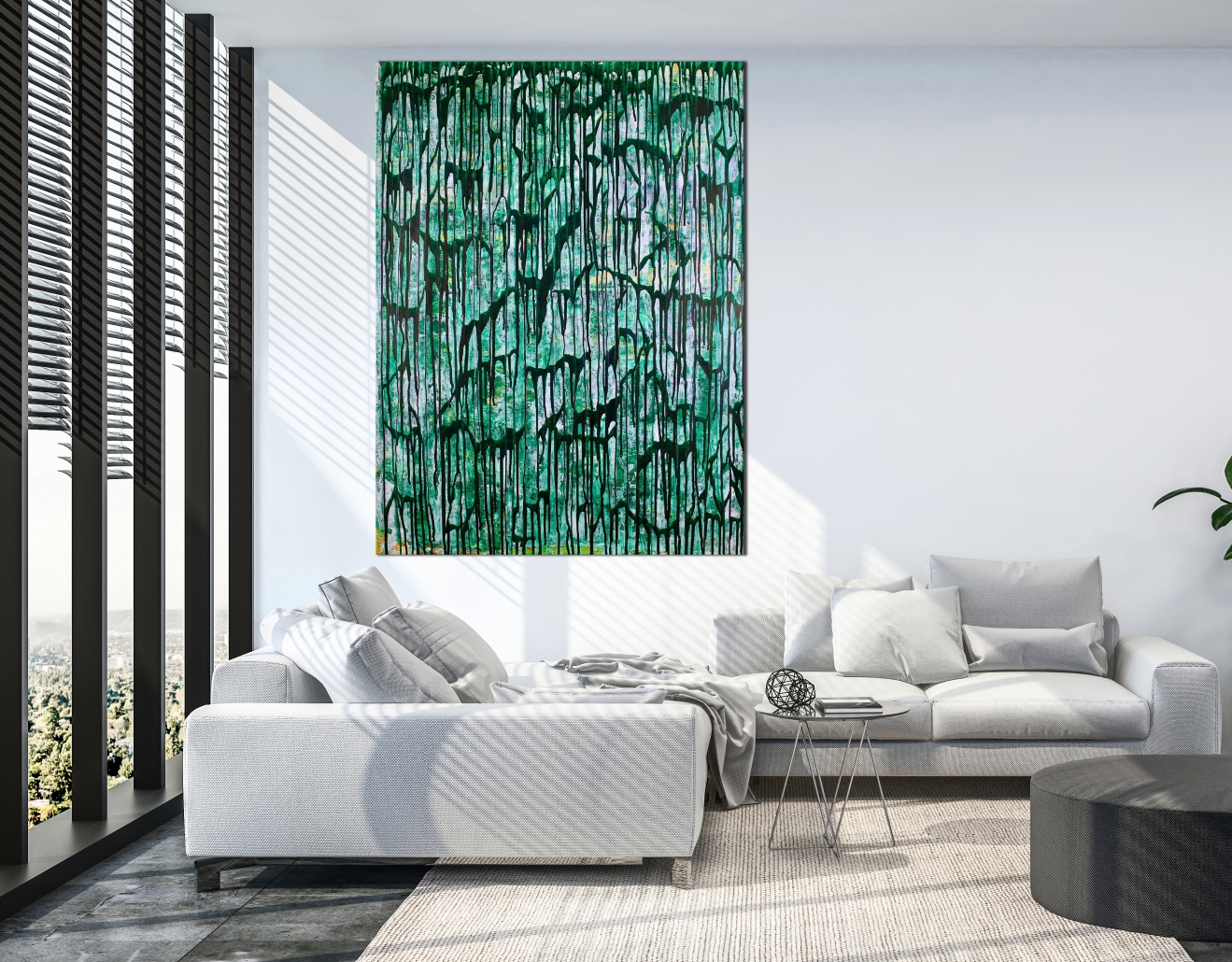 Room View - Green Gravity by Nestor Toro in Los Angeles - SOLD