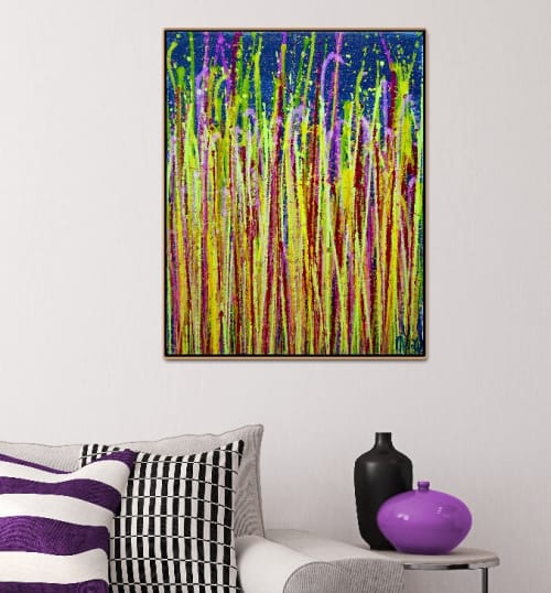 ROOM VIEW - Small vibrations (Drizzles on blue) 2 by Nestor Toro 2019