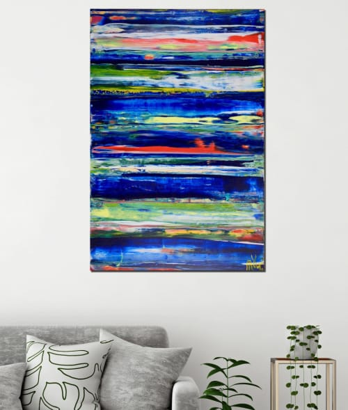 Interrupted Blue Spectra by Nestor Toro (2019) abstract acrylic painting by Nestor Toro