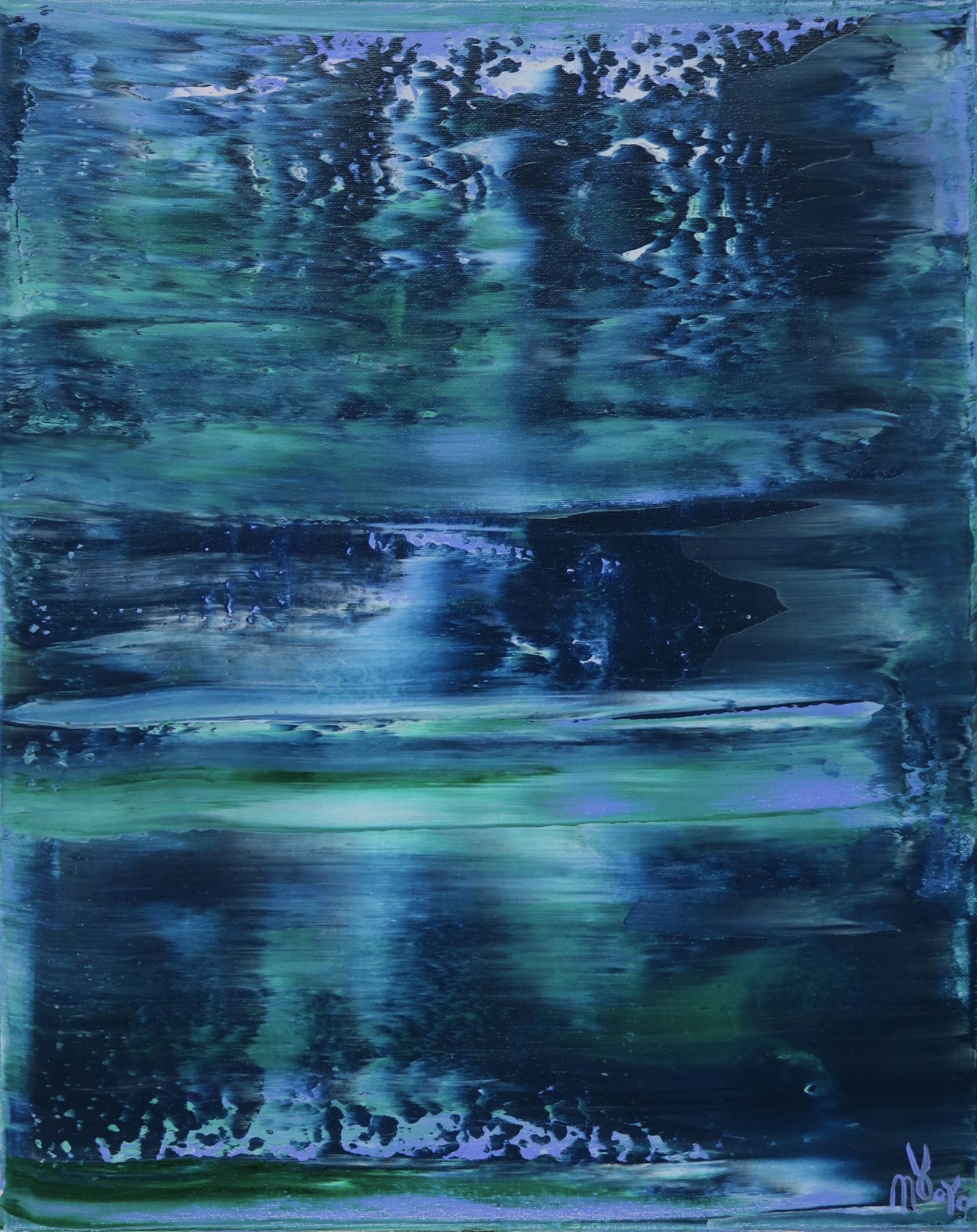 SOLD - Canvas 3 - Stormy Azure Night - Triptych (2020) by Nestor Toro in Los Angeles