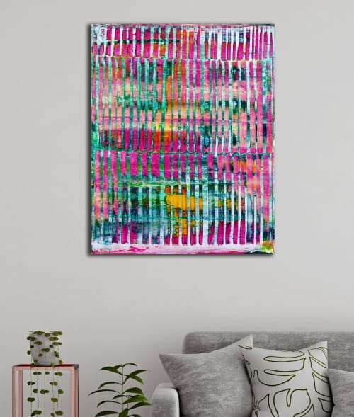 Room View - -Pink Refractions (Green Textures) 1 (2020) by Nestor Toro