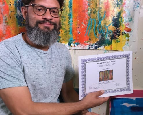 Certificate of Authenticity for artwork included The Artist's Signature original abstract painting by Nestor Toro