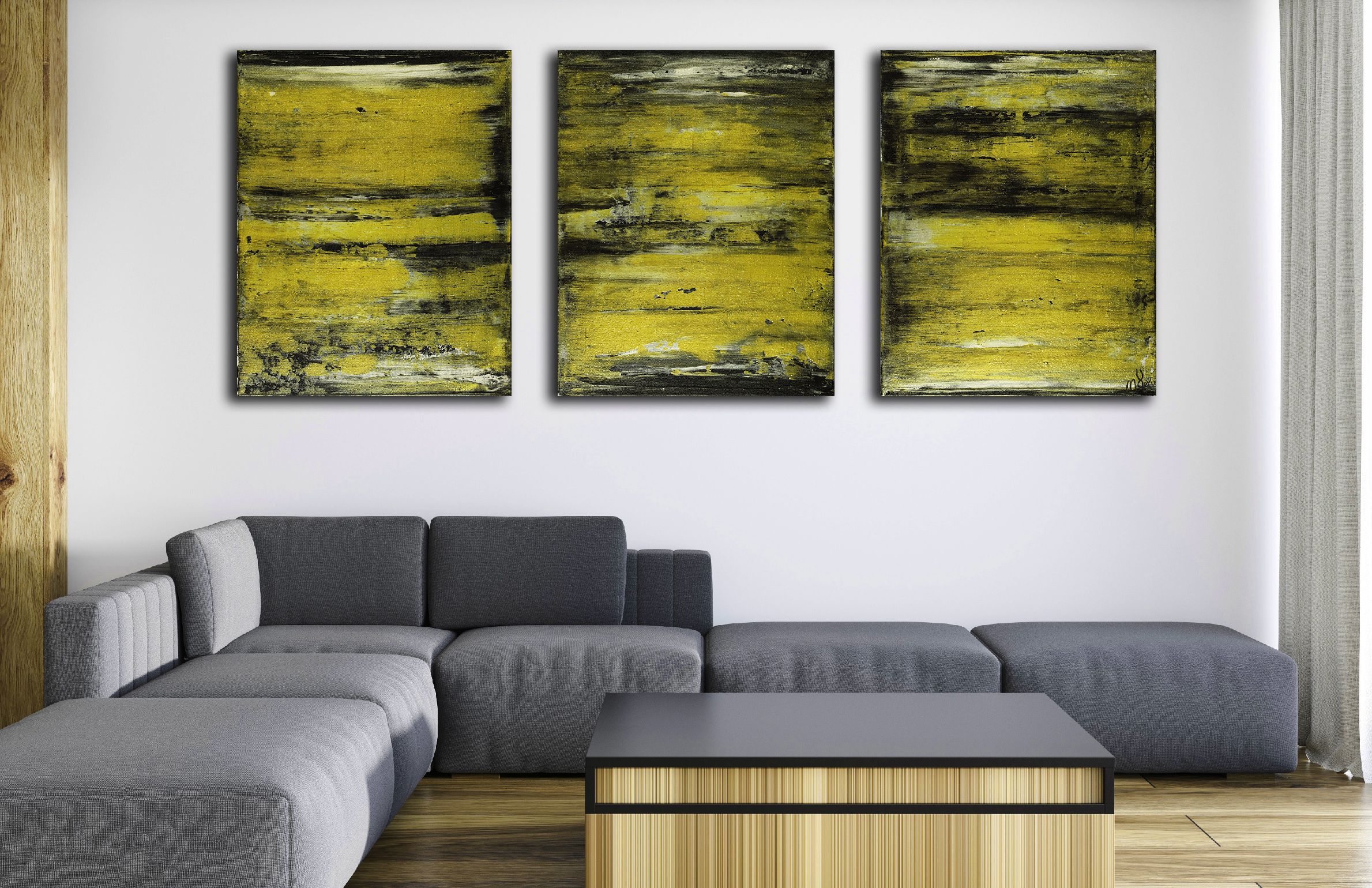 Room Views / Golden Sand Terrain (2020) Triptych by Nestor Toro