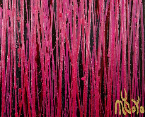 Signature Detail / Carmin Spectra ( Florescent garden) 2 (2020) / Triptych Signature Detail / Carmin Spectra ( Florescent garden) 2 (2020) / Triptych