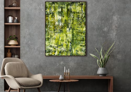Room example (shown framed) - Forest and Light Trails (2021) by Nestor Toro